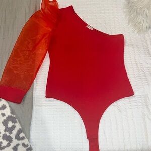 One Arm Puff Sleeve Body Suit